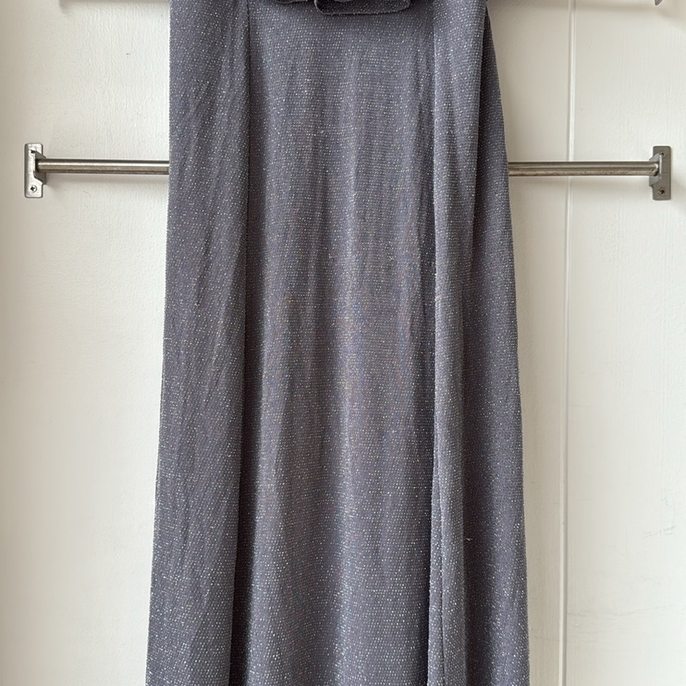 Show Me Your Mumu Renee Ruffle Maxi Dress Dancing Queen Smoke Grey Bridesmaid - Picture 5 of 10